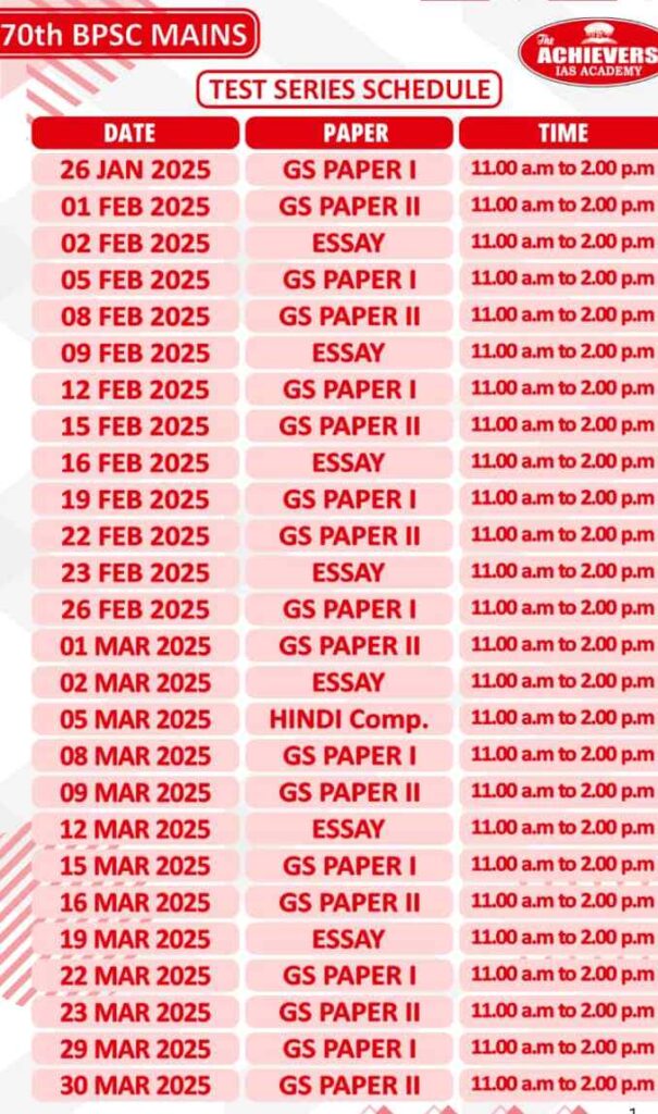 70th BPSC Mains Test Series